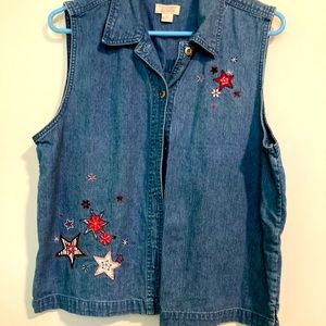 Lg Christopher & Banks Denim Shirt Vest